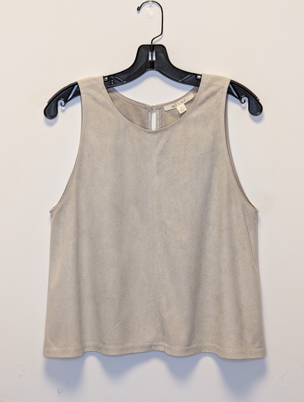 Mi ami Faux Suede Tank Top Beige Sleeveless Soft Microfiber Minimalist Size L
